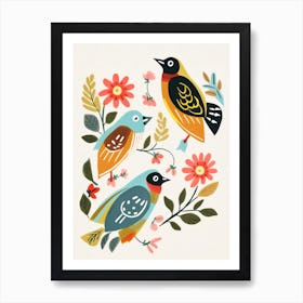 Folk Style Bird Painting Lark 1 Art Print