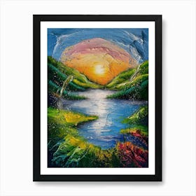 Sunset At The Lake 3 Art Print