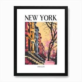 Park Slope New York Colourful Silkscreen Illustration 3 Poster Art Print