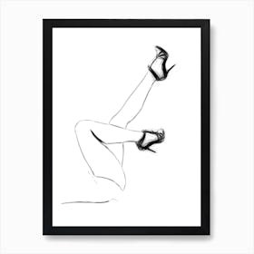 Black and White Legs Drawing Art Print