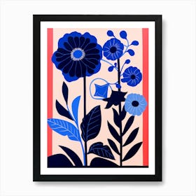 Blue Flower Illustration Gerbera Daisy 1 Art Print