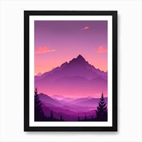 Misty Mountains Vertical Composition In Purple Tone 13 Art Print