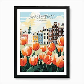 Amsterdam Netherlands Tulips Travel Art Print