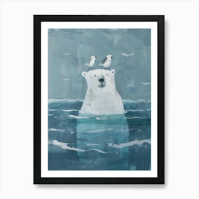 Polar Bear And Seagulls Art Print