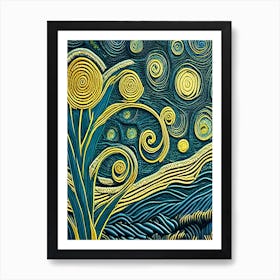 Starry Night Van Gogh Style Art Print