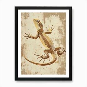 Yellow Oustalets Lizard Block Print 4 Art Print