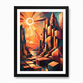 Sunset over the city 1 Art Print