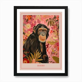 Floral Animal Painting Bonobo 4 Poster Art Print