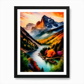 Mountain Landscape Painting 11 Art Print