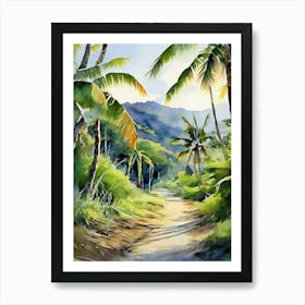 Watercolour Of Palm Trees Art Print