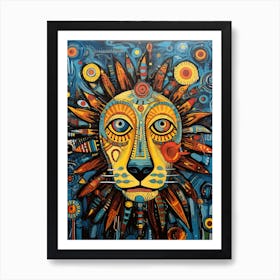 Lion Art Painting Outsider Style 3 Art Print