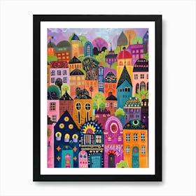 Kitsch Washing Inspired Cityscape 4 Art Print