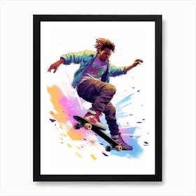 Skateboarding In Zurich, Switzerland Gradient Illustration 2 Art Print