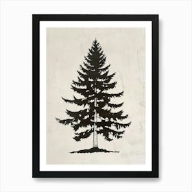 Hemlock Tree Simple Geometric Nature Stencil 2 Art Print