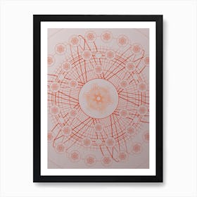 Geometric Abstract Glyph Circle Array in Tomato Red n.0154 Art Print