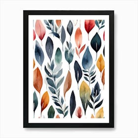 Watercolor Leaves Seamless Pattern Art Print