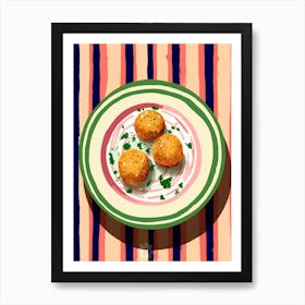 A Plate Of Arancini Top View Food Illustration 1 Art Print