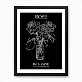 Rose In A Vase Line Drawing 6 Poster Inverted Art Print