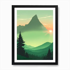 Misty Mountains Vertical Composition In Green Tone 93 Art Print