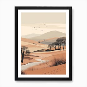 Peak District National Park England 3 Hiking Trail Landscape Art Print