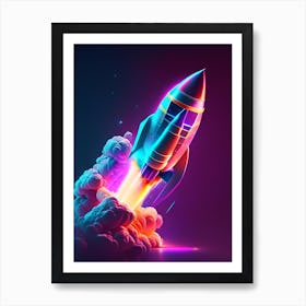 Rocket Launching Holographic Illustration Art Print