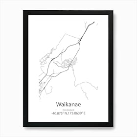 Waikanae,New Zealand Minimalist Map Art Print