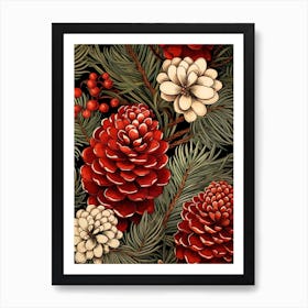 William Morris Style Pinecones 3 Poster