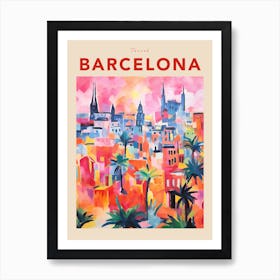Barcelona Spain 3 Fauvist Travel Poster Art Print