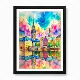 Watercolor Of Stockholm Art Print