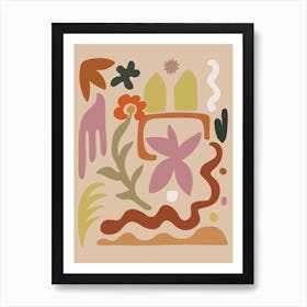 Abstract Folk Art Pattern In Pastel Colors Art Print