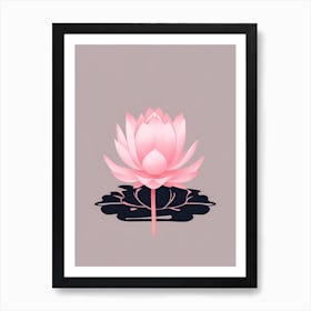 A Pink Lotus In Minimalist Style Vertical Composition 18 Art Print