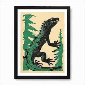 Lizard In The Woods Bold Block 2 Art Print