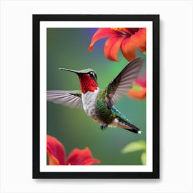 Male Ruby Throated Hummingbird -Reimagined 2 Art Print