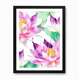 Lotus Flower Pattern Watercolour 7 Art Print