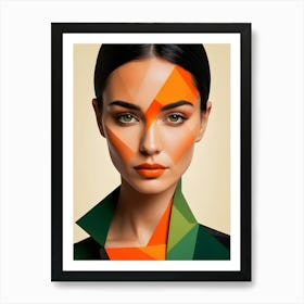 Geometric Woman Portrait Pop Art (37) Art Print