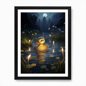 Animated Duckling At Night 6 Art Print