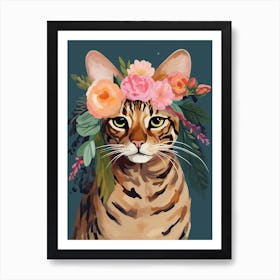 Bengal Cat With A Flower Crown Painting Matisse Style 2 Art Print