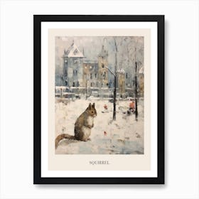 Vintage Winter Animal Painting Poster Squirrel 1 Art Print