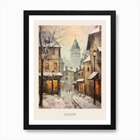 Vintage Winter Painting Poster Tallinn Estonia 1 Art Print