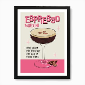 Espresso Martini Cocktail Print Art Print