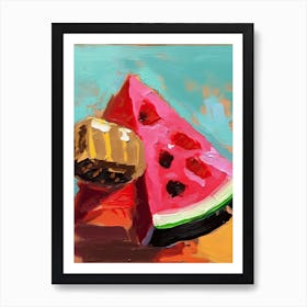 Watermelon Slice Oil Painting 1 Art Print