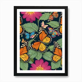 Seamless Pattern With Butterflies 7 Art Print