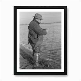 Fisherman On Banks Of Columbia River, Cowlitz County, Washington By Russell Lee Art Print