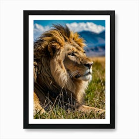 Lion In The Grass Art Print