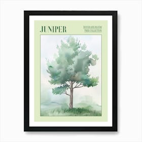 Juniper Tree Atmospheric Watercolour Painting 2 Poster Art Print