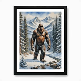 Wild Bigfoot in The Woods Art Print