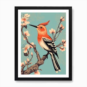 Vintage Bird Linocut Hoopoe 2 Art Print