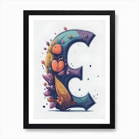 Colorful Letter E Illustration 17 Art Print