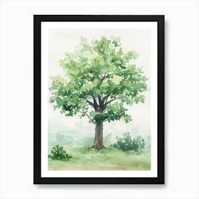 Paulownia Tree Atmospheric Watercolour Painting 8 Art Print