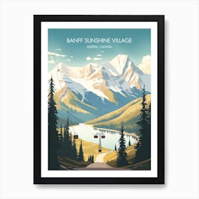 Poster Of Banff Sunshine Village   Alberta, Canada   Colorado, Usa, Ski Resort Illustration 2 Art Print